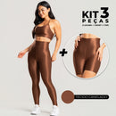 Kit 3 peças Top Calça Legging e Short DuoFit