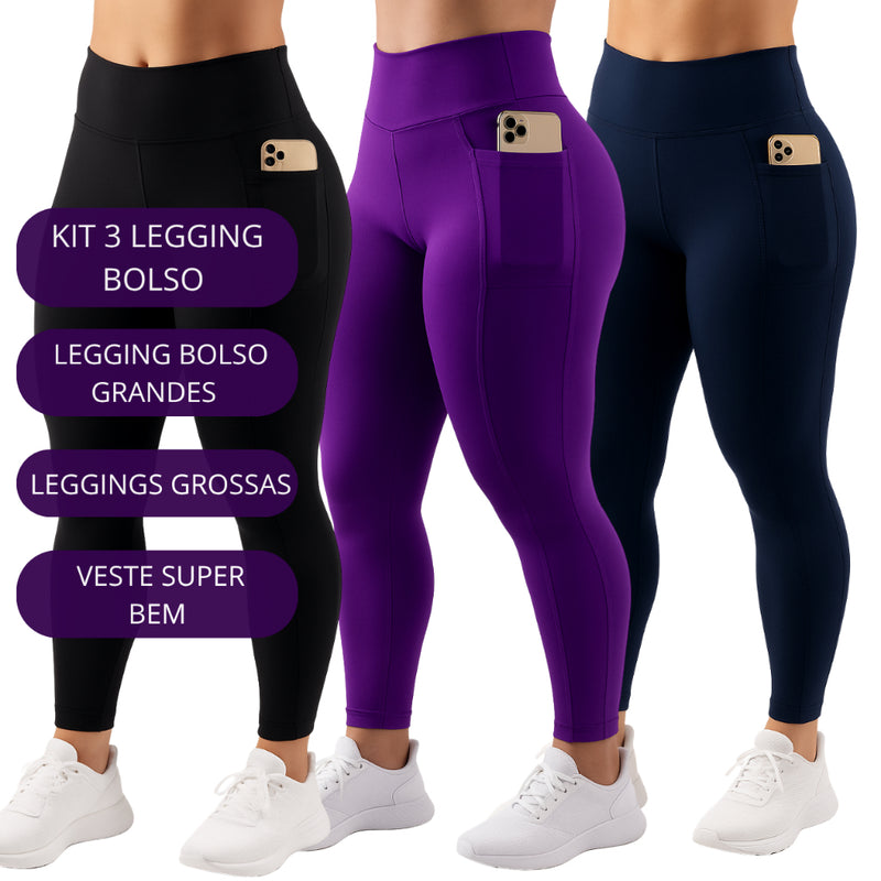 Kit 3 Calça Legging  ALLForFit